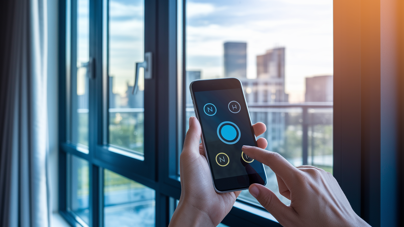 Homeowner Installing Smart Thermochromic Glass Windows Energy Efficiency Upgrade Professional contractor carefully installing advanced triple-pane smart insulating glass window with thermochromic coating into modern home exterior frame, demonstrating cutting-edge energy efficiency technology that automatically adapts to seasonal temperature changes for optimal thermal performance - InfoProds Home Improvement Guide 2026