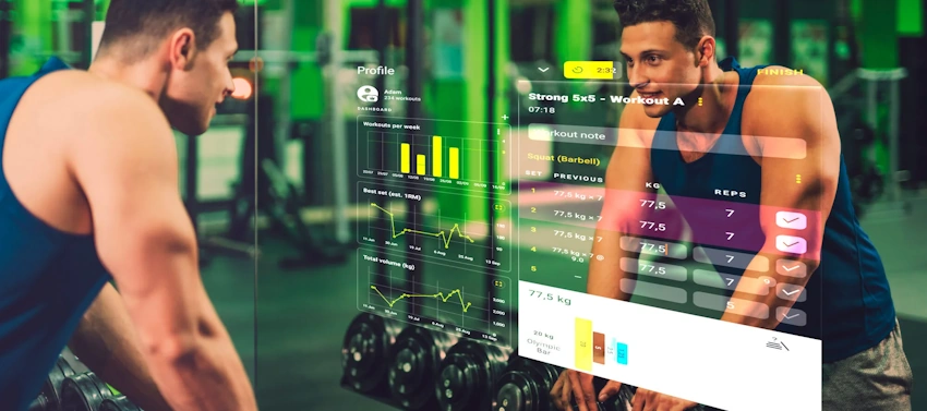 Smart Health Mirror Displaying Vital Signs and Body Composition Analysis Modern smart health mirror with integrated display showing heart rate, blood pressure, and body composition metrics during daily health monitoring routine in contemporary bathroom setting - digital health technology innovation - InfoProds 2026