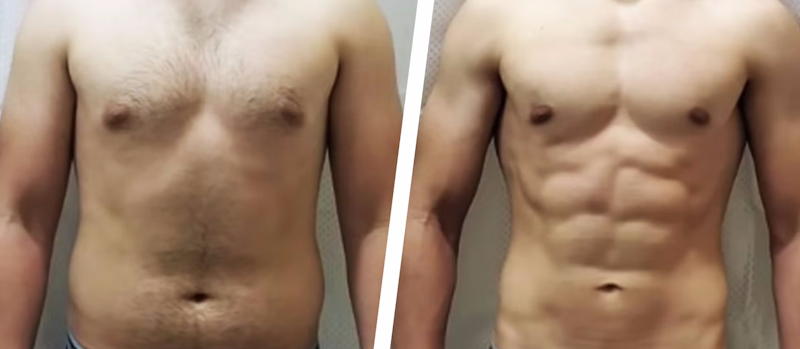 Before and after body transformation photos showing six-month muscle growth and body recomposition results from gym and home workout comparison testing - fitness transformation InfoProds 2026