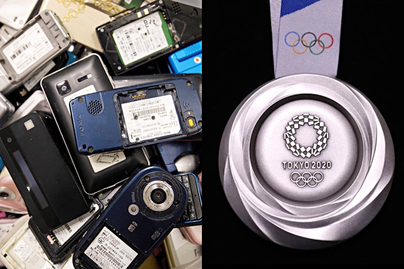 Tokyo 2020 Olympics medals made from recycled electronics waste showing environmental sustainability urban mining precious metals from donated devices - InfoProds 2026.