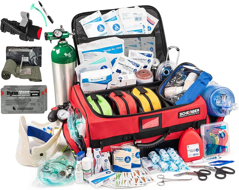 Comprehensive car first aid kit with trauma supplies including tourniquet hemostatic gauze chest seals beyond basic bandages for serious emergencies - InfoProds 2026