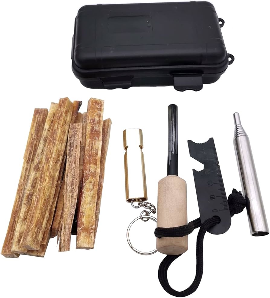 Emergency fire starting tools showing lighters ferro rod waterproof matches and tinder materials for reliable flame generation during survival situations - fire starting methods InfoProds 2026