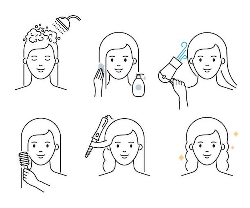 Woman washing hair properly with correct shampooing technique for healthy hair care