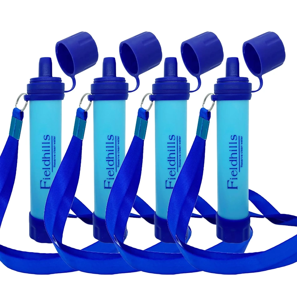 Essential survival water purification equipment including portable filters, chemical treatment tablets, and collection containers for procuring safe drinking water from natural sources, representing proper preparation that prevents desperate measures like urine consumption during outdoor emergencies - InfoProds 2026