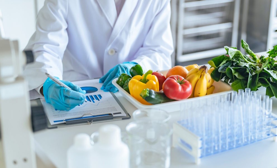 Fresh vegetables being sorted and processed in modern food laboratory for nutrition comparison testing Fresh vegetables including broccoli carrots and peppers arranged on laboratory testing table with scientific equipment for nutritional analysis comparing fresh frozen and canned ingredients - InfoProds Kitchen Science 2026