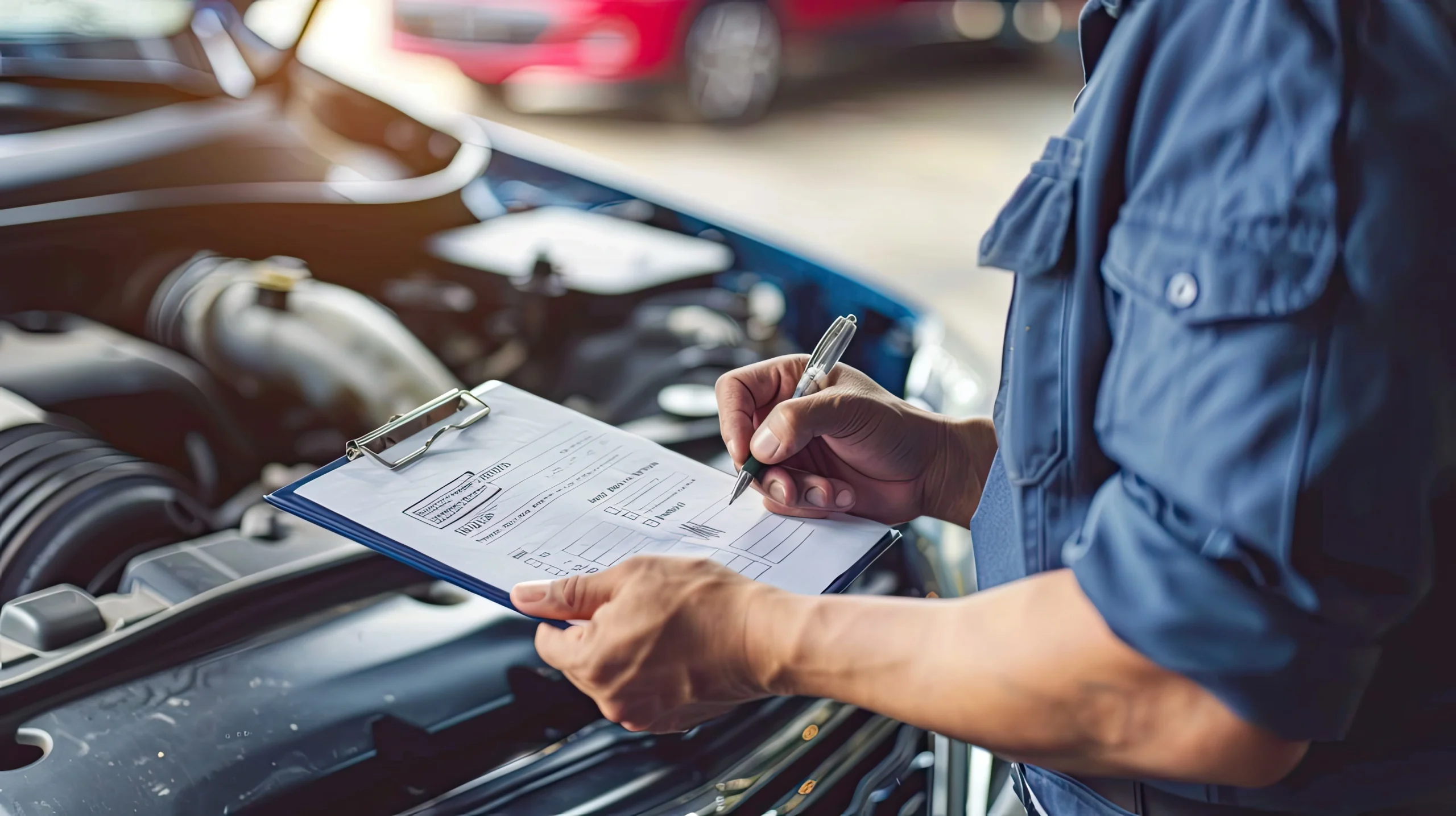 Insurance claim adjuster inspecting electric vehicle collision damage and battery pack Insurance adjuster examining electric vehicle collision damage assessing battery pack integrity and specialized repair costs affecting premium rates - InfoProds 2026