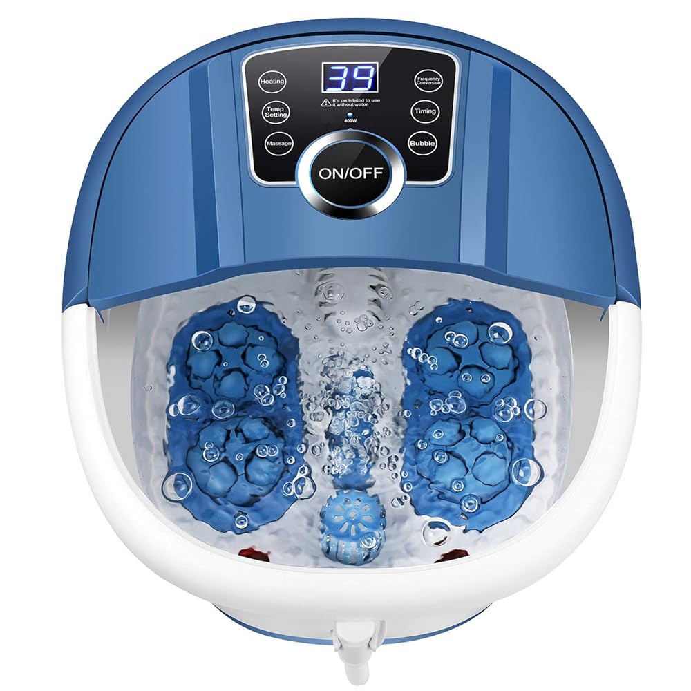Warm Therapeutic Foot Bath with Temperature Control for Optimal Circulation Person enjoying a relaxing warm foot bath treatment at optimal temperature for improving blood circulation and treating cold feet naturally without medication, demonstrating proper foot positioning in clean water at mid-calf depth - InfoProds 2026