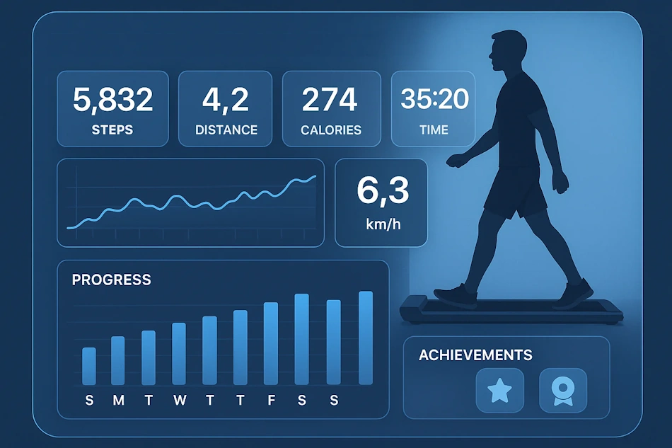 Person using fitness equipment and tracking progress for combined walking running program Motivated individual preparing for comprehensive fitness routine combining walking and running exercises with proper athletic footwear and activity tracking technology for optimal weight loss results - InfoProds 2026