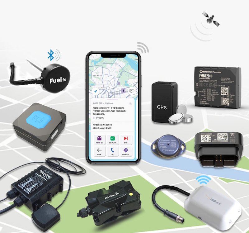 GPS Trackers for Personal Security Vehicle Protection and Asset Monitoring GPS tracker devices in various sizes showing vehicle tracking and personal security location monitoring equipment