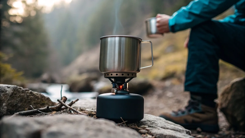 Boiling water for pathogen elimination wilderness camping Camping pot with water at rolling boil over campfire demonstrating gold standard water purification method killing all bacteria, viruses, and parasites in wilderness setting - InfoProds 2026