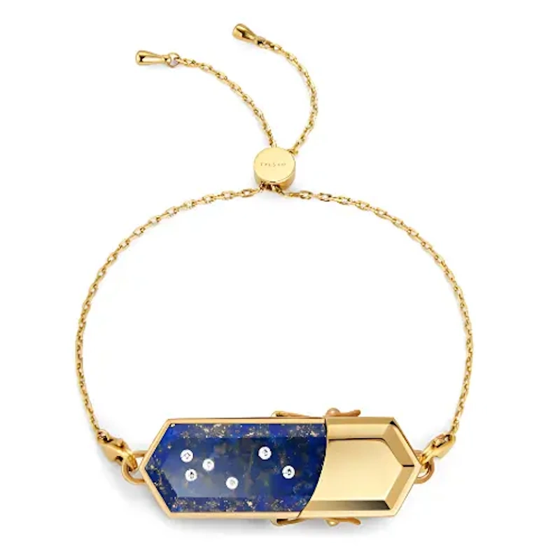 Elegant smart jewelry necklace pendant with health monitoring sensors worn by woman showing discreet wearable technology fitness tracking capabilities modern jewelry design InfoProds 2026