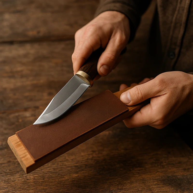 Survival knife maintenance and field sharpening showing proper care techniques cleaning and edge restoration for reliable wilderness performance - InfoProds 2026